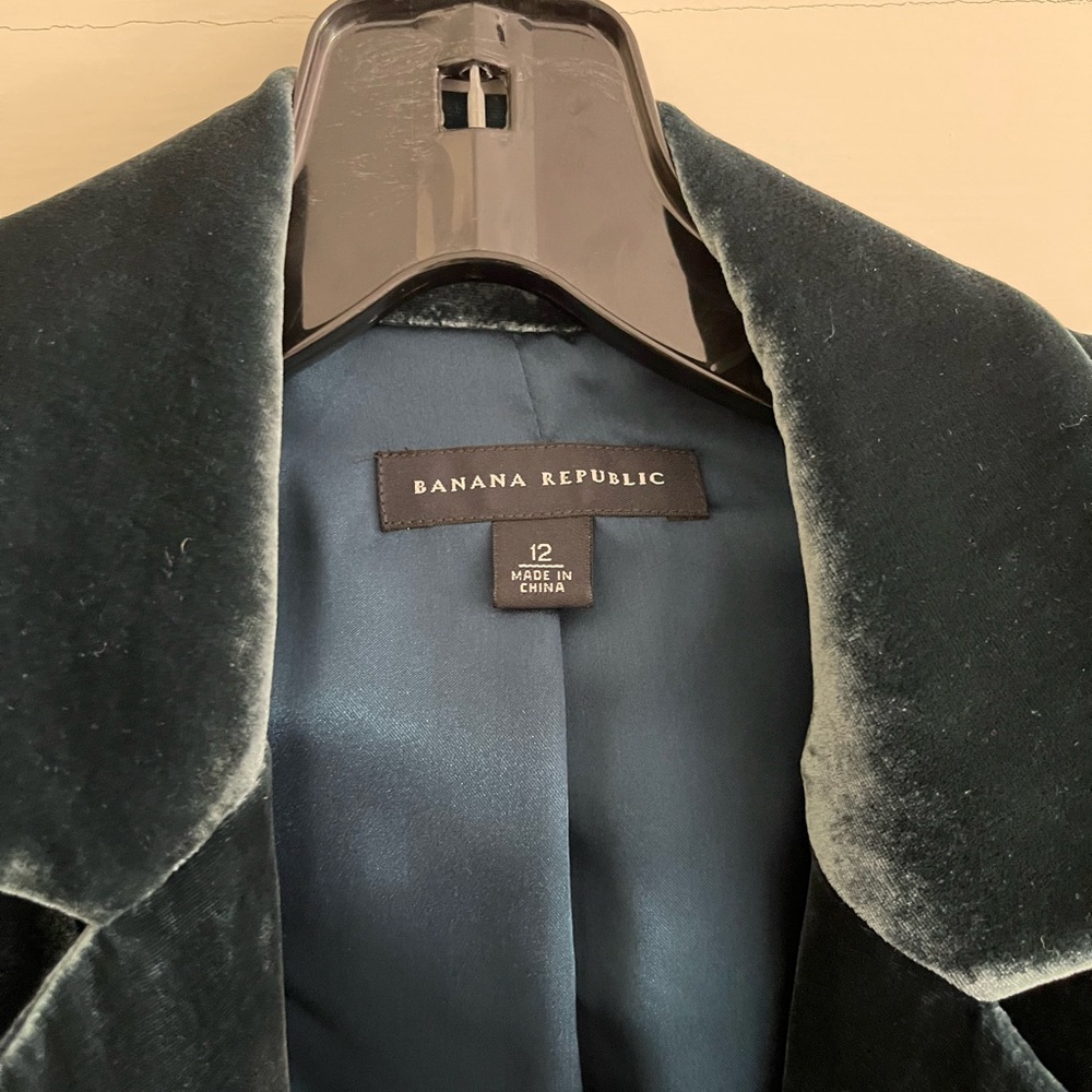 Banana Republic Blue-Green Velvet Jacket, Size 12 - Picture 4 of 4